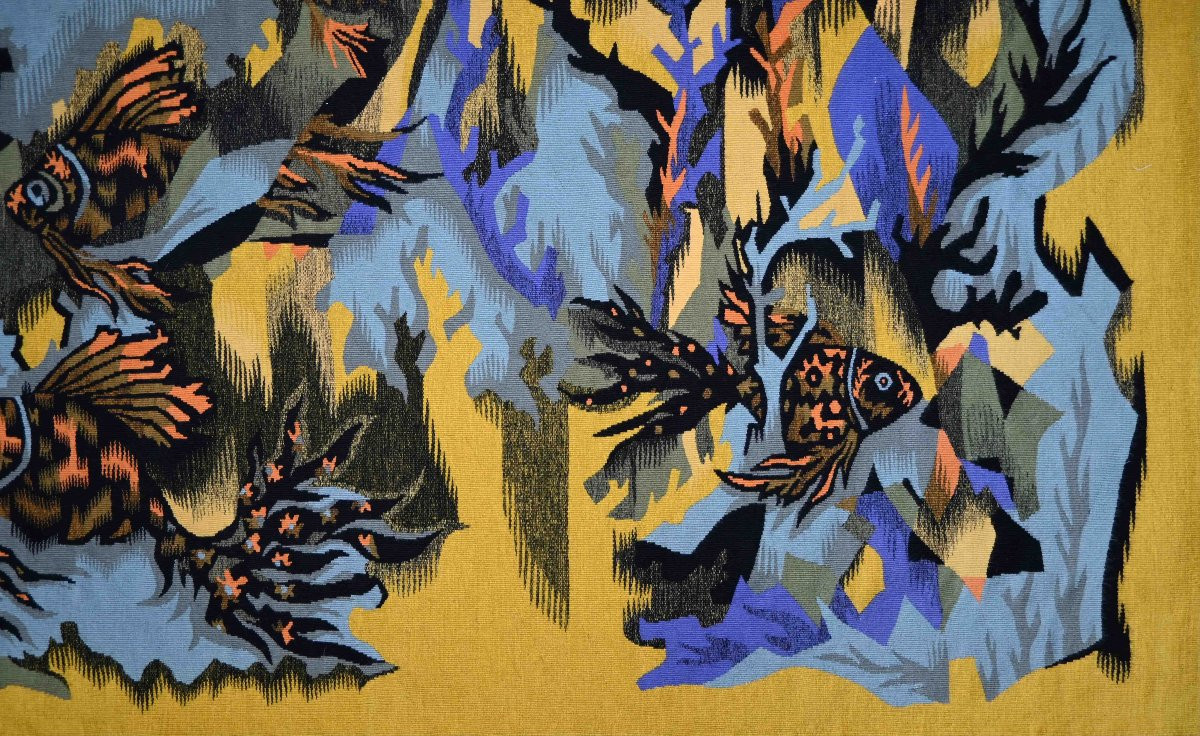 Aubusson Tapestry - Atelier Pintons Frers - Elie Grekoff, Poissons Oranges - N° 1469-photo-1