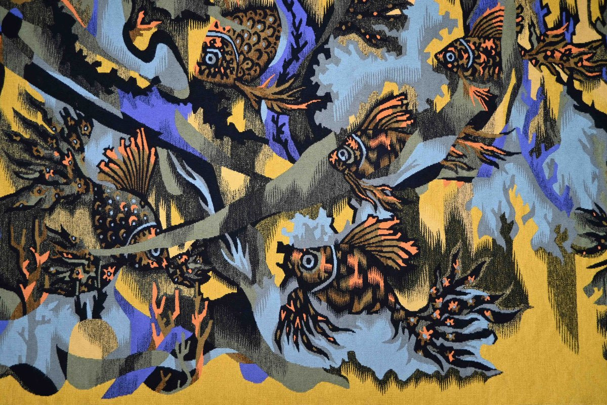 Aubusson Tapestry - Atelier Pintons Frers - Elie Grekoff, Poissons Oranges - N° 1469-photo-2