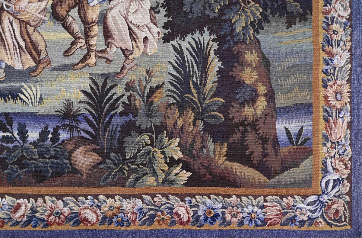 Tapisserie d'Aubusson Scène Pastorale - Le Retour des Bergers - Circa 1880 - N° 1415-photo-4
