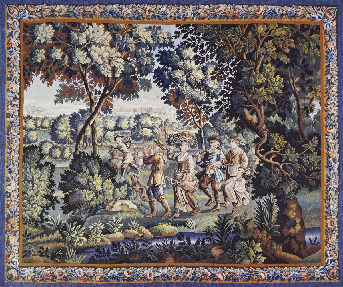 Tapisserie d'Aubusson Scène Pastorale - Le Retour des Bergers - Circa 1880 - N° 1415