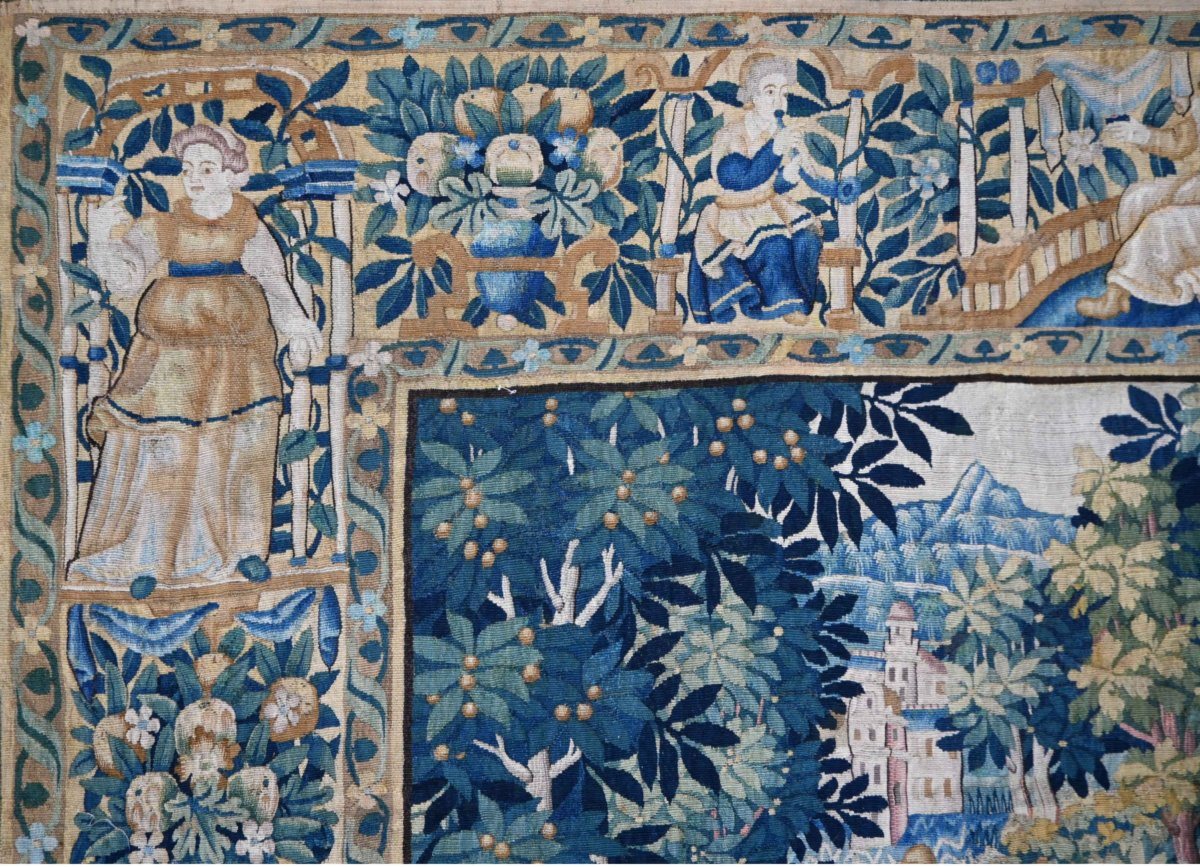 Tapisserie Antique de la manufacture des Flandres XVIIe siècle, scène de chasse — N° 1661-photo-5