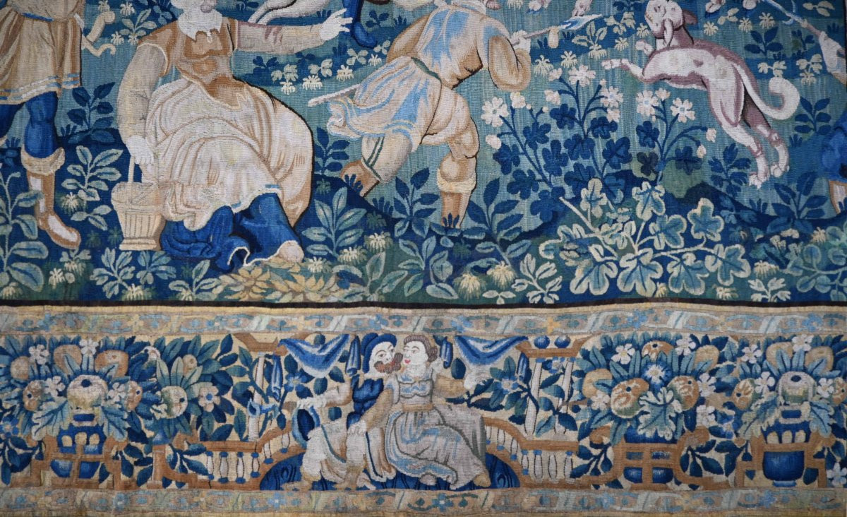 Tapisserie Antique de la manufacture des Flandres XVIIe siècle, scène de chasse — N° 1661-photo-6