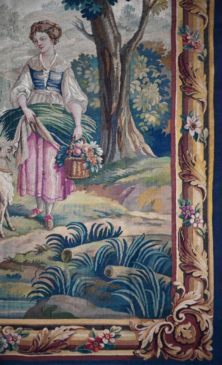 Belle Tapisserie de la Manufacture Aubusson XIXe sècle - Scene Champetre - N° 1669-photo-3