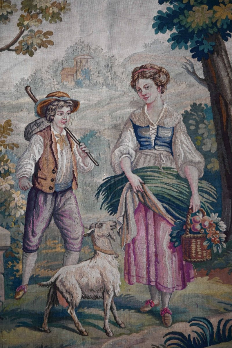 Belle Tapisserie de la Manufacture Aubusson XIXe sècle - Scene Champetre - N° 1669-photo-4