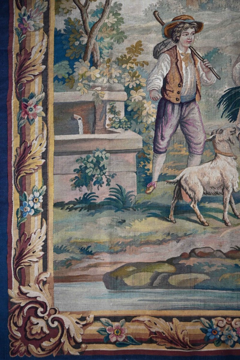 Belle Tapisserie de la Manufacture Aubusson XIXe sècle - Scene Champetre - N° 1669-photo-3
