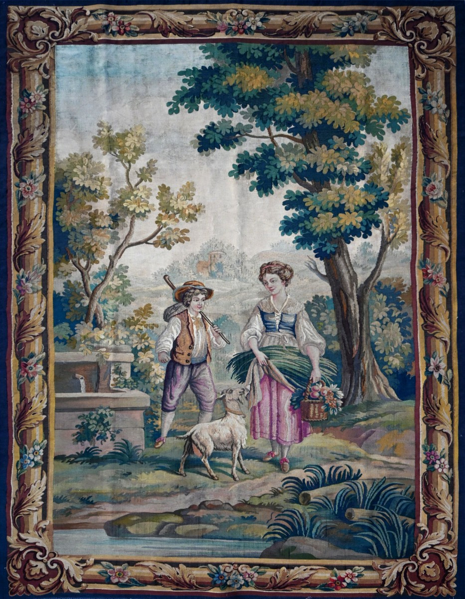 Belle Tapisserie de la Manufacture Aubusson XIXe sècle - Scene Champetre - N° 1669