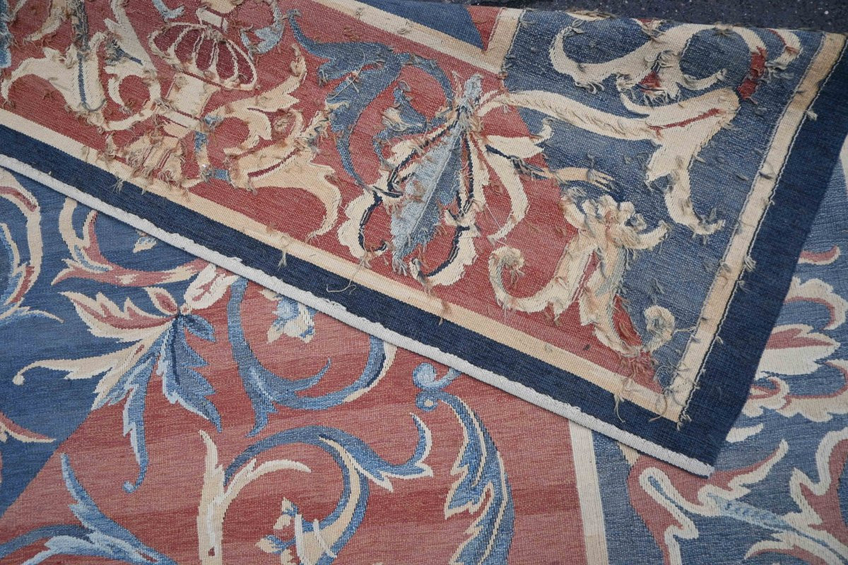Rare Tapis signé de la Manufacture Aubusson, Style XVIIe siècle - 3.40x3.00 - N° 1671-photo-4