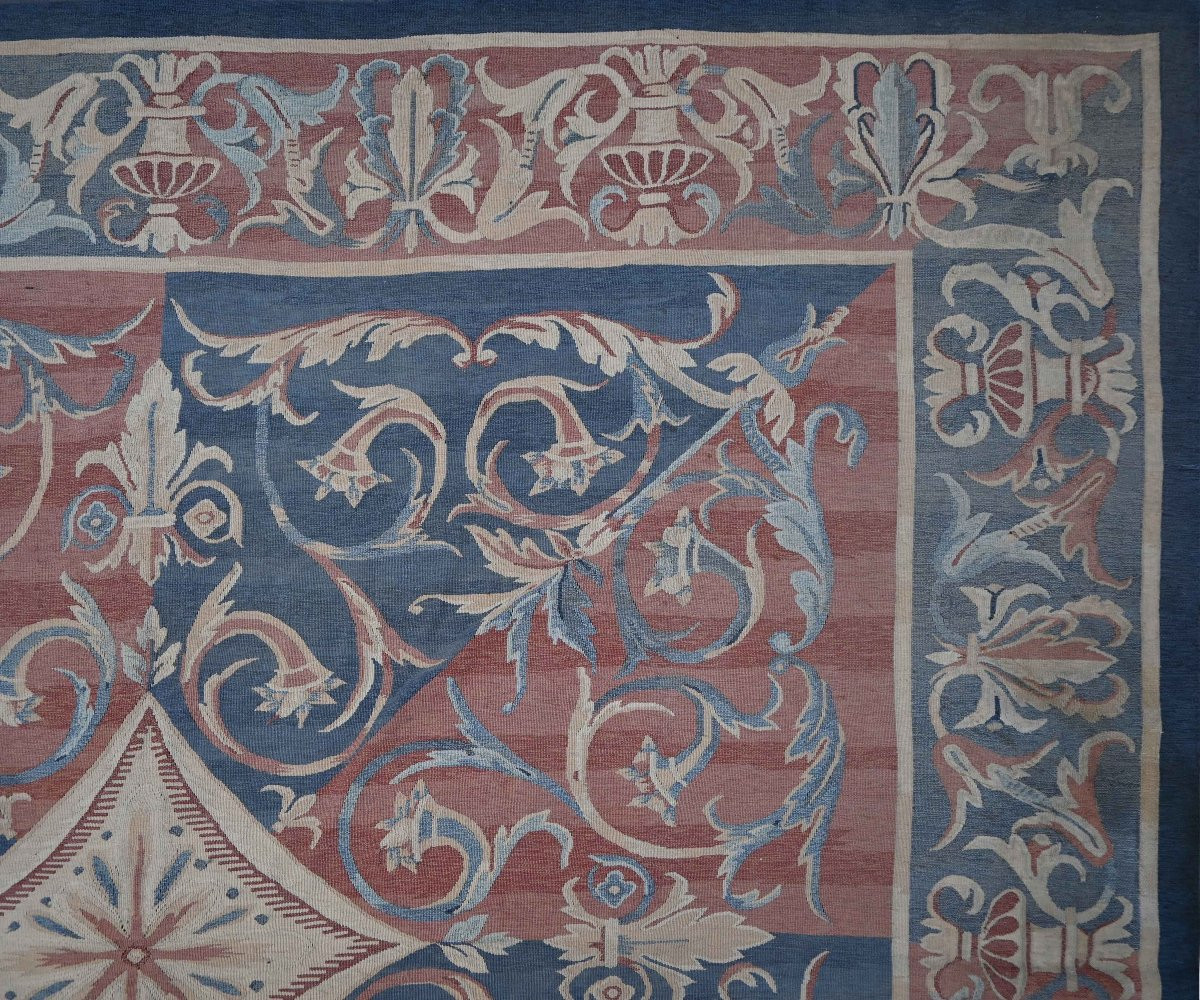 Rare Tapis signé de la Manufacture Aubusson, Style XVIIe siècle - 3.40x3.00 - N° 1671-photo-6