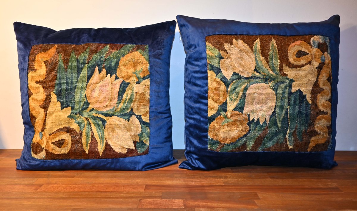 Coussin en tapisserie et Kilim ancien &ndash; fait &agrave; la main par atelier artisanal Galerie Lissier-photo-3