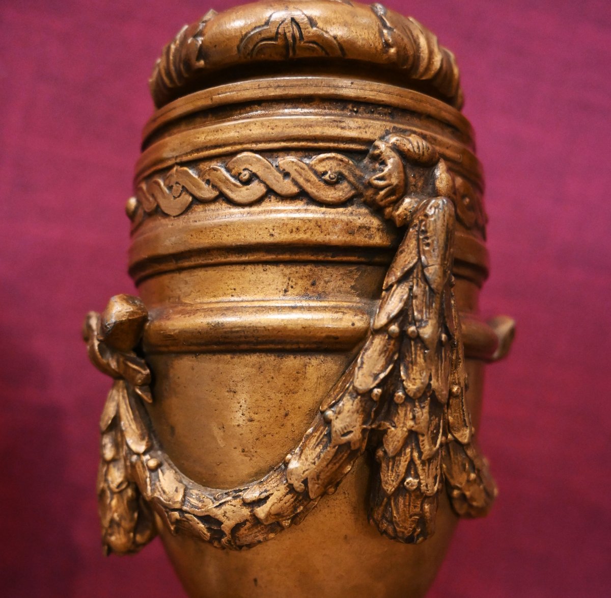 Pair Of Gilt-patinated Bronze Cassolettes On Marble Bases – Louis XVI Style – No. 1713-photo-4
