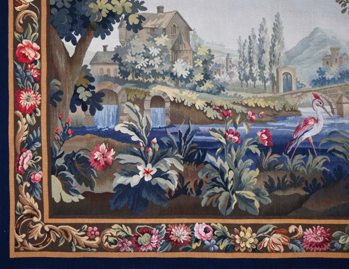 Tapisserie Verdure d’Aubusson XIXe siecle, représentant un paysage bucolique - N° 1675-photo-3