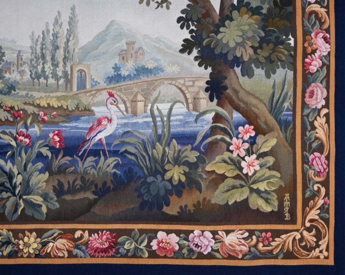 Tapisserie Verdure d’Aubusson XIXe siecle, représentant un paysage bucolique - N° 1675-photo-4