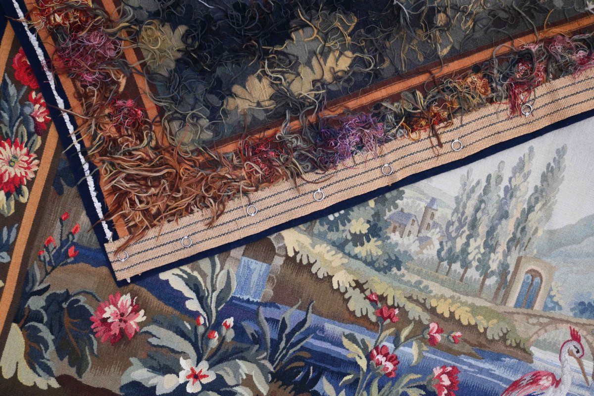 Tapisserie Verdure d’Aubusson XIXe siecle, représentant un paysage bucolique - N° 1675-photo-5