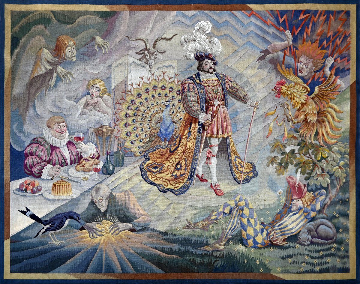19th-century Aubusson Tapestry – The Seven Deadly Sins – 220 L × 170 H Cm – Ref. 1689
