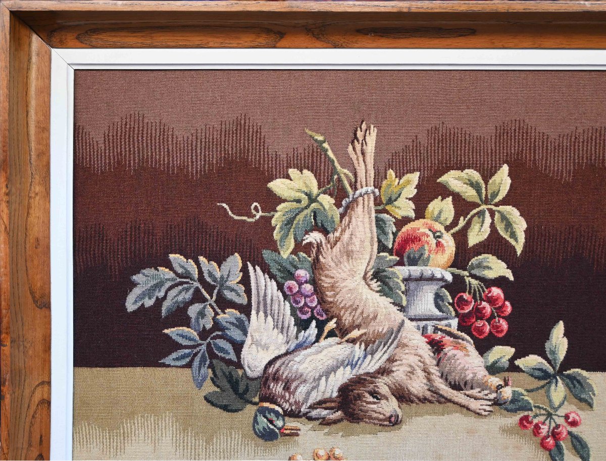 Aubusson Tapestry In A Wooden Frame – Still Life With Game And Fruit – No. 1684-photo-4