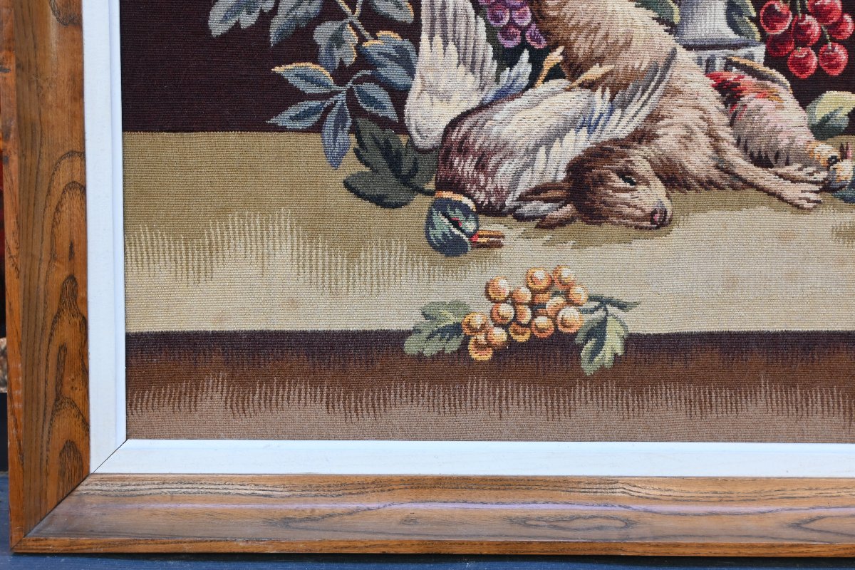 Aubusson Tapestry In A Wooden Frame – Still Life With Game And Fruit – No. 1684-photo-1
