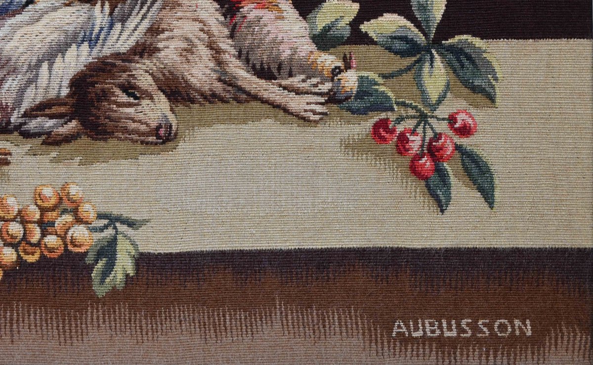 Aubusson Tapestry In A Wooden Frame – Still Life With Game And Fruit – No. 1684-photo-2