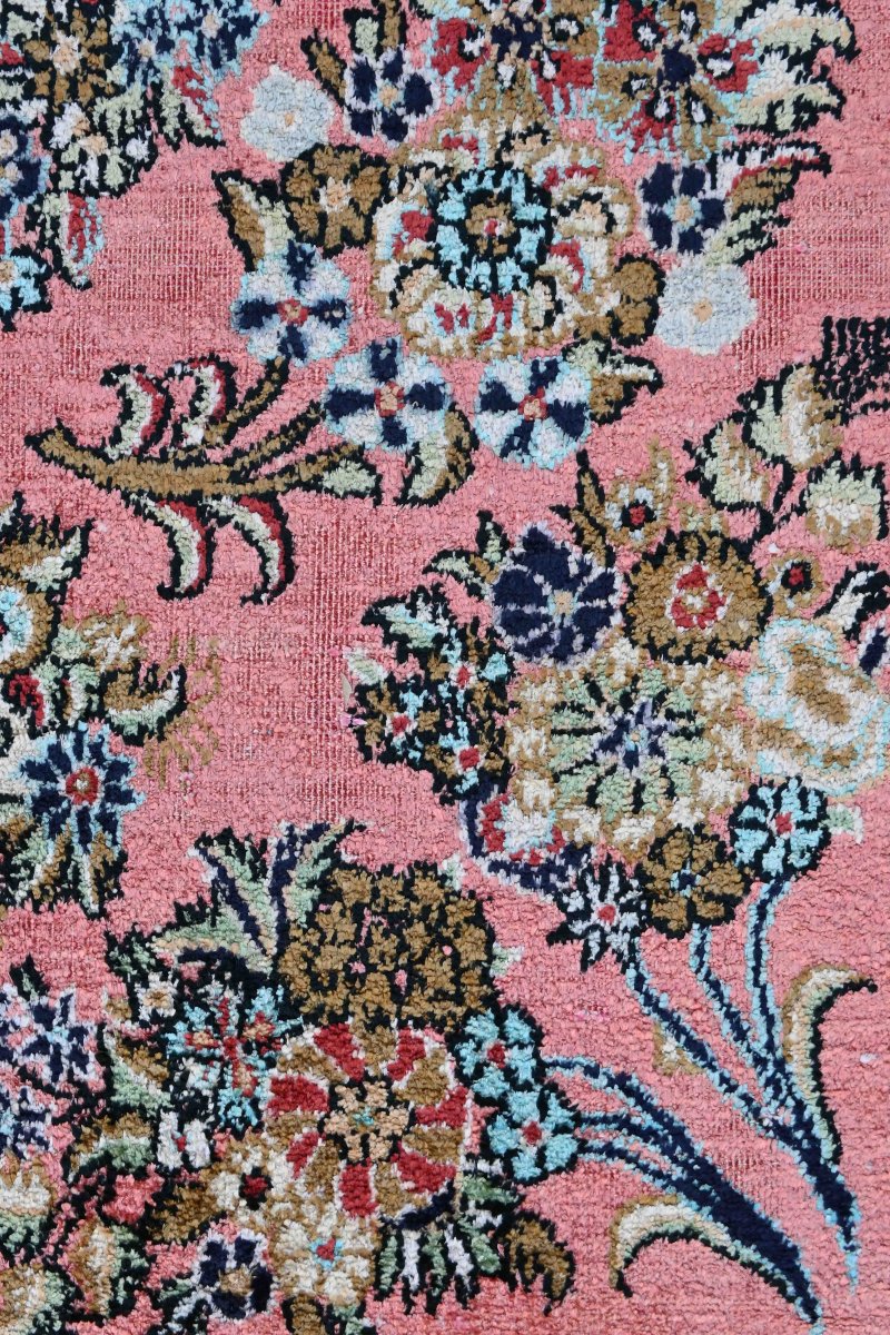 Tapis de Qom Vers 1980 - Entièrement en soie – Époque du Shah d'Iran - N° ref : 1668-photo-1