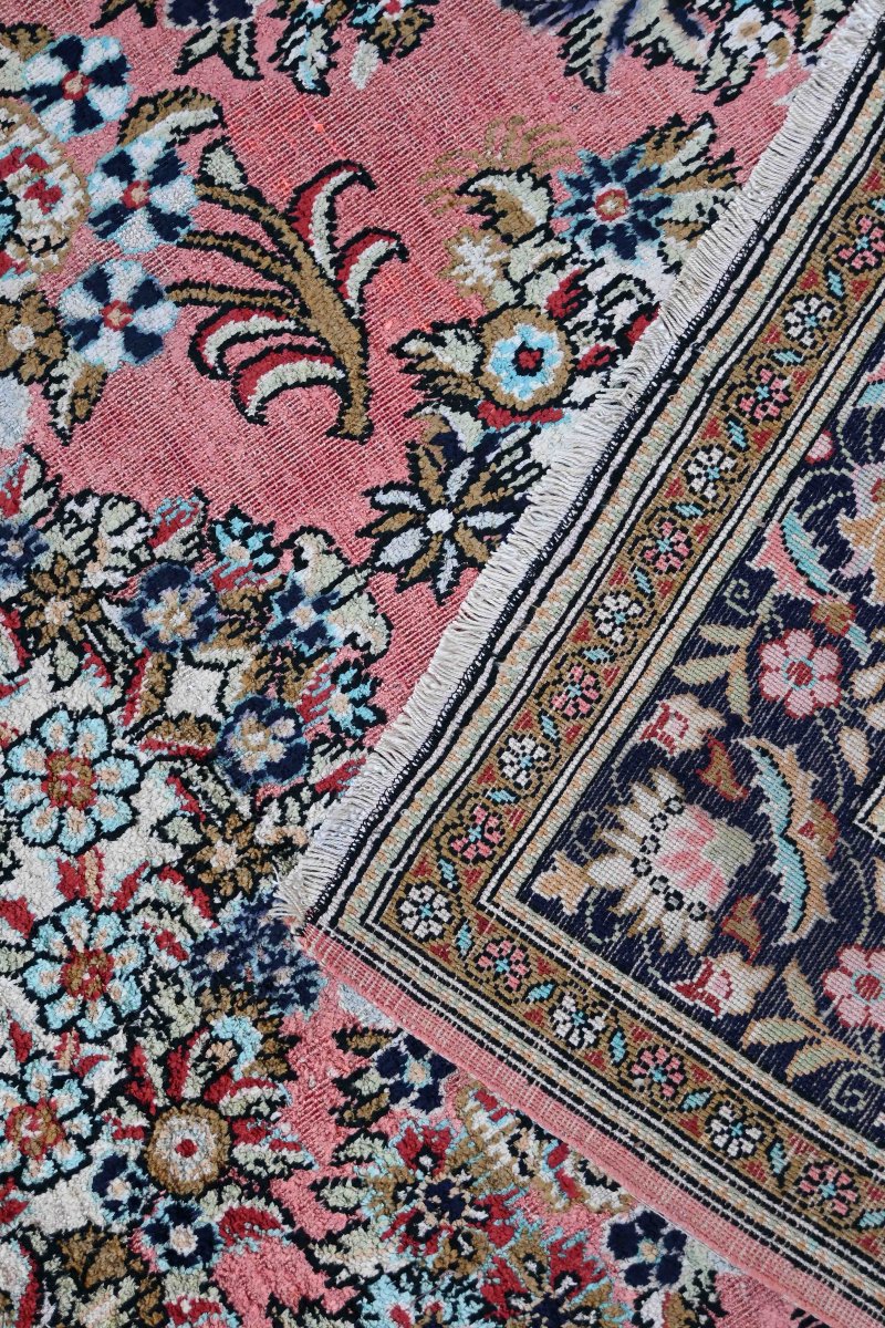 Tapis de Qom Vers 1980 - Entièrement en soie – Époque du Shah d'Iran - N° ref : 1668-photo-5