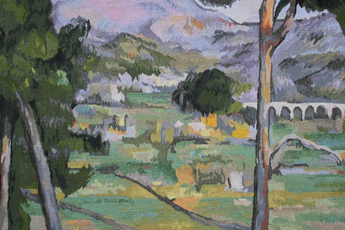 20th-century Aubusson Tapestry - Mount Sainte-victoire, Paul Cézanne – No. 1665-photo-2