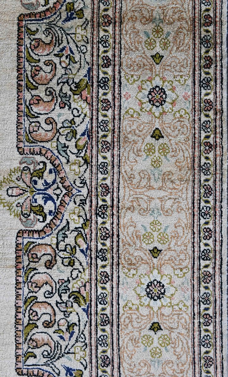 Tapis Qom (Ghom) - Vers 1990 - Entièrement en Soie - N° ref : 1690-photo-4