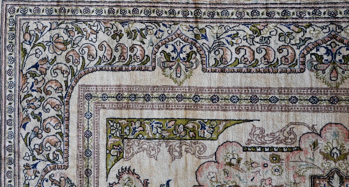 Tapis Qom (Ghom) - Vers 1990 - Entièrement en Soie - N° ref : 1690-photo-3