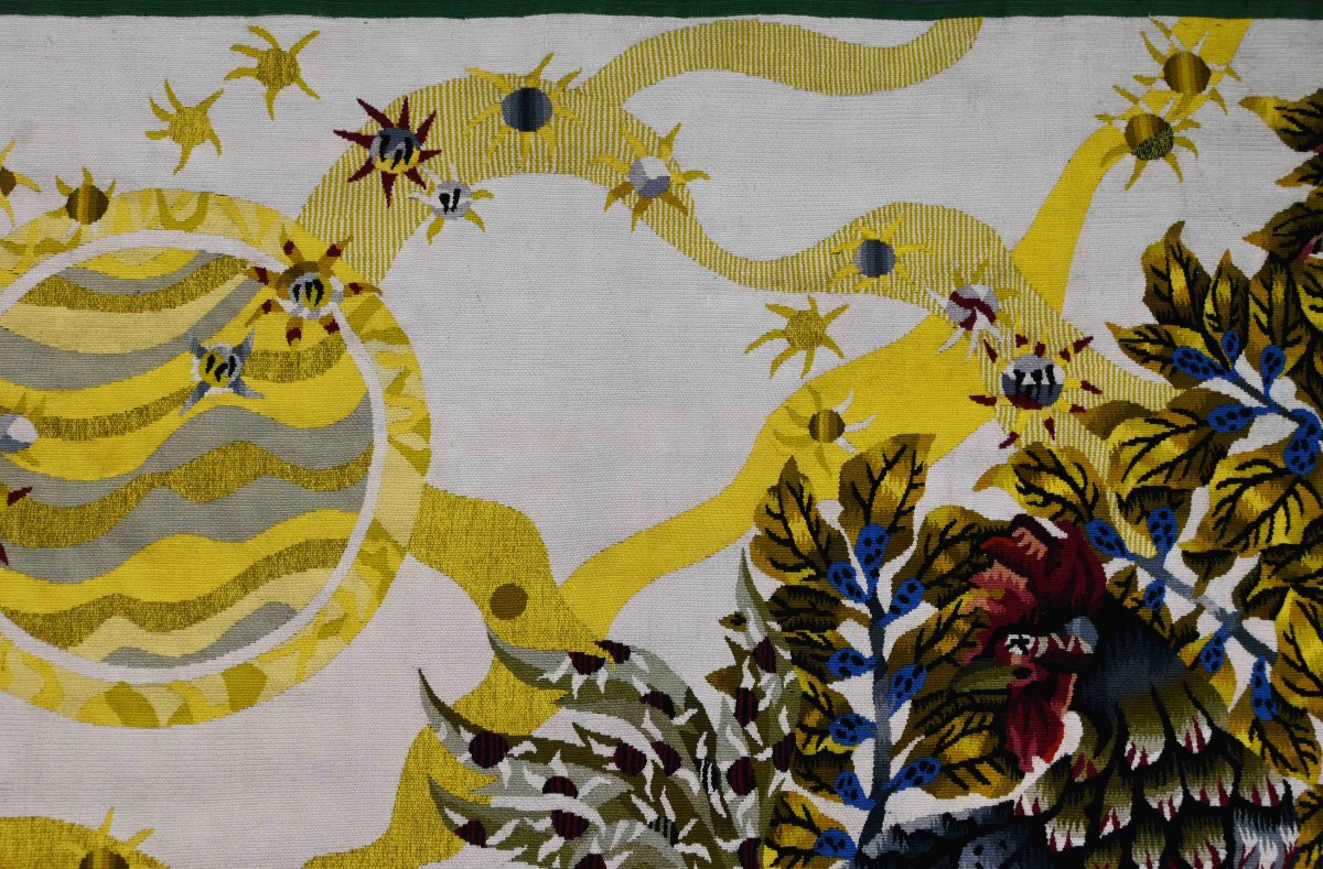 Saturne et les Coqs, Jean Lurçat - Tapisserie Aubusson, Atelier Pinton Freres - N° 1575-photo-2