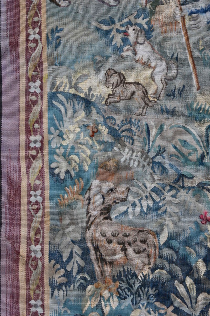 Tapisserie des Flandres XIXe siècle – Scène de Chasse au Loup, dans le goût du XVIe - N° 1687-photo-4