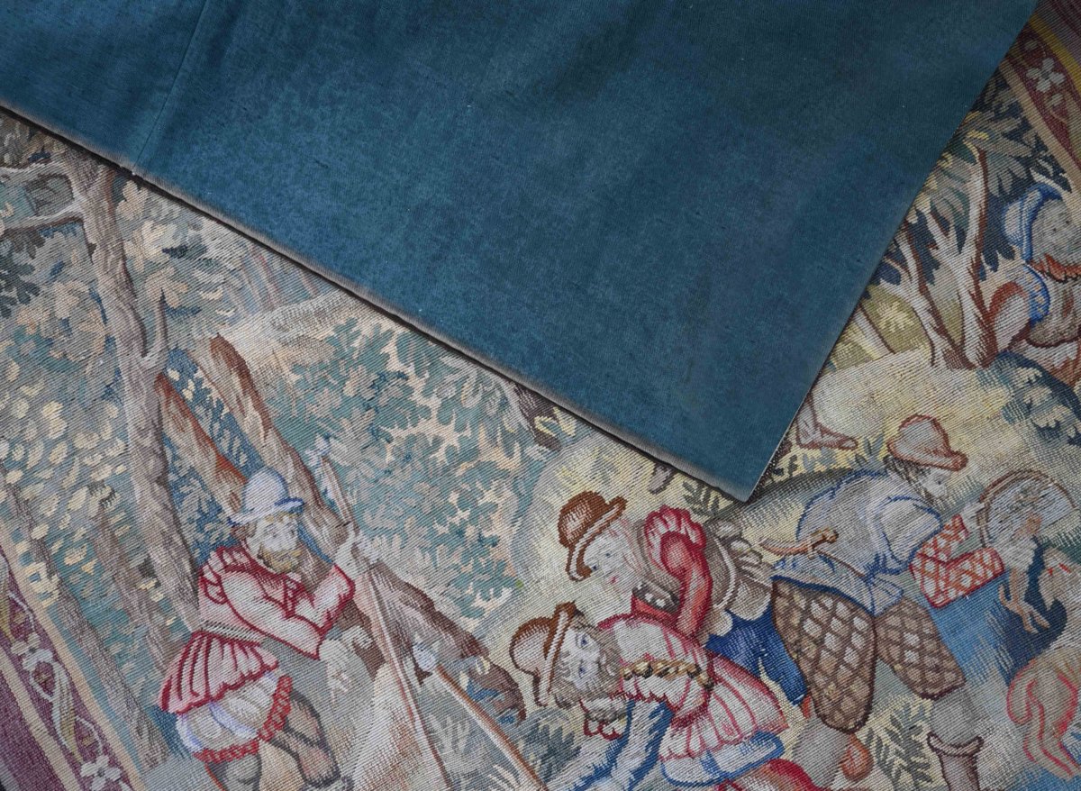 Tapisserie des Flandres XIXe siècle – Scène de Chasse au Loup, dans le goût du XVIe - N° 1687-photo-5