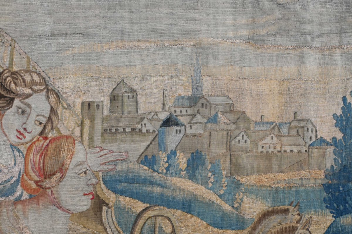 Tapisserie Manufacture Flandres XVIIe.s - Ulysse et Nausicaa, de l'Odyssée d'Homère - N° 901-photo-3