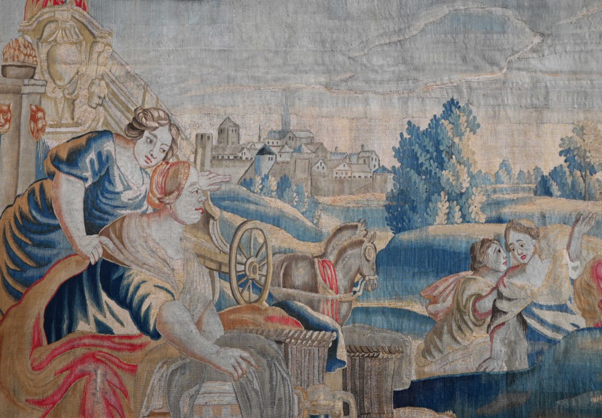 Tapisserie Manufacture Flandres XVIIe.s - Ulysse et Nausicaa, de l'Odyssée d'Homère - N° 901-photo-1