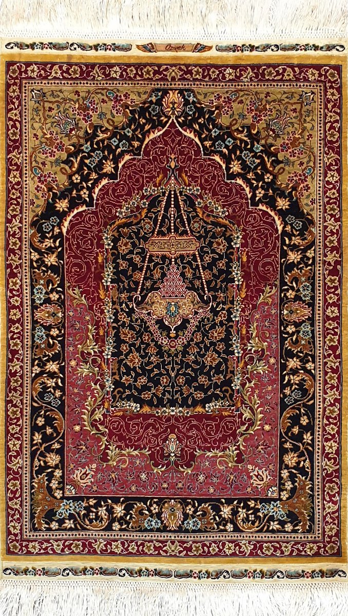 Tapis Hereke en Soie – Signé Özipek (Turquie)– 65cmx42cm - N° 747