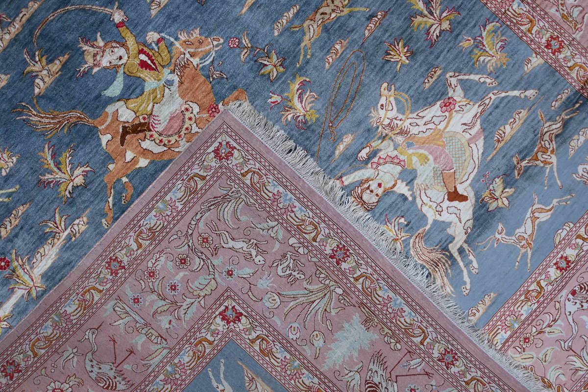 Signed Du Ghoum Rug, Entirely Silk, Handmade, Circa 1980, No. 1201-photo-3