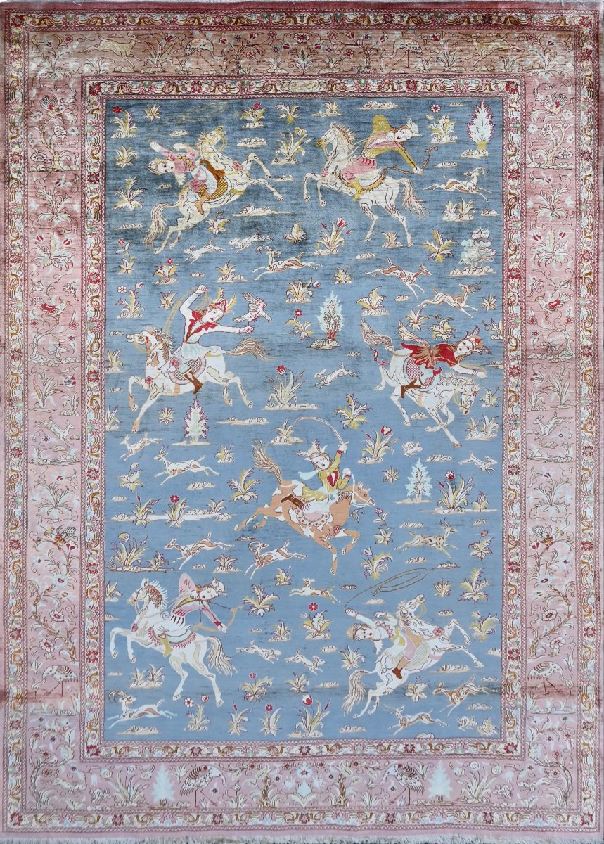 Signed Du Ghoum Rug, Entirely Silk, Handmade, Circa 1980, No. 1201