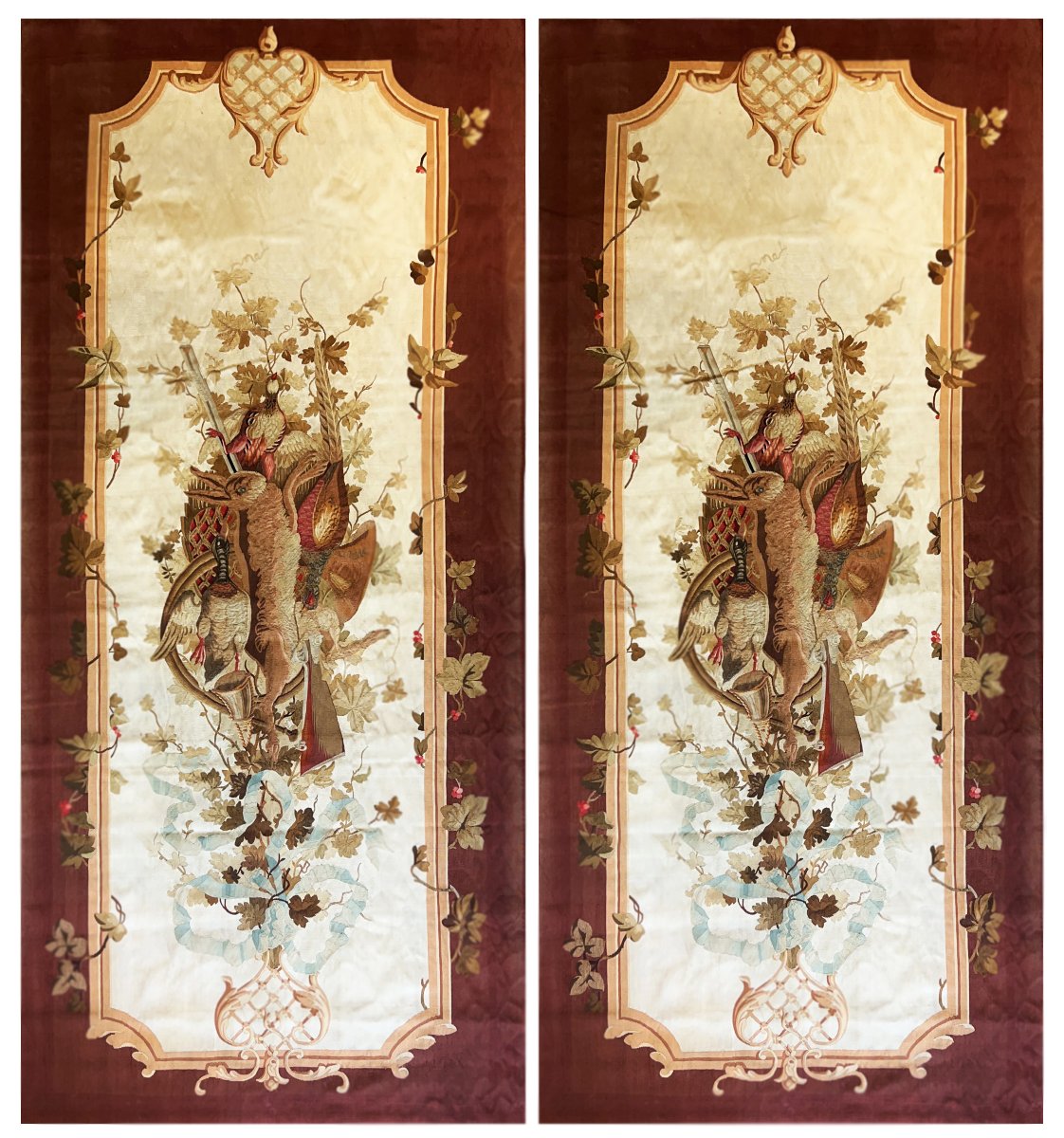 Pair Of 19th-century Aubusson Tapestry Door Hangings - 2.90 M X 1.32 M, No. 1081