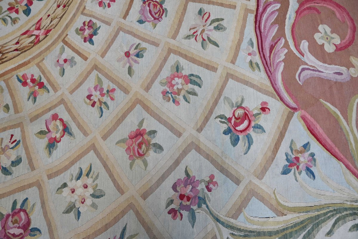 Carpet From The Aubusson Manufactory - 620x600 Cm – Late 19th Century, 18th-century Empire Style - No. 1692-photo-3