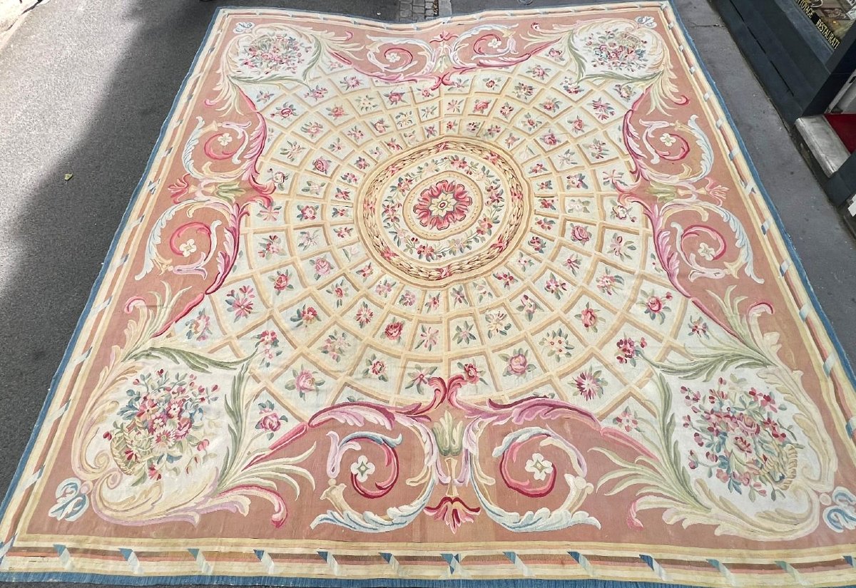Carpet From The Aubusson Manufactory - 620x600 Cm – Late 19th Century, 18th-century Empire Style - No. 1692-photo-6