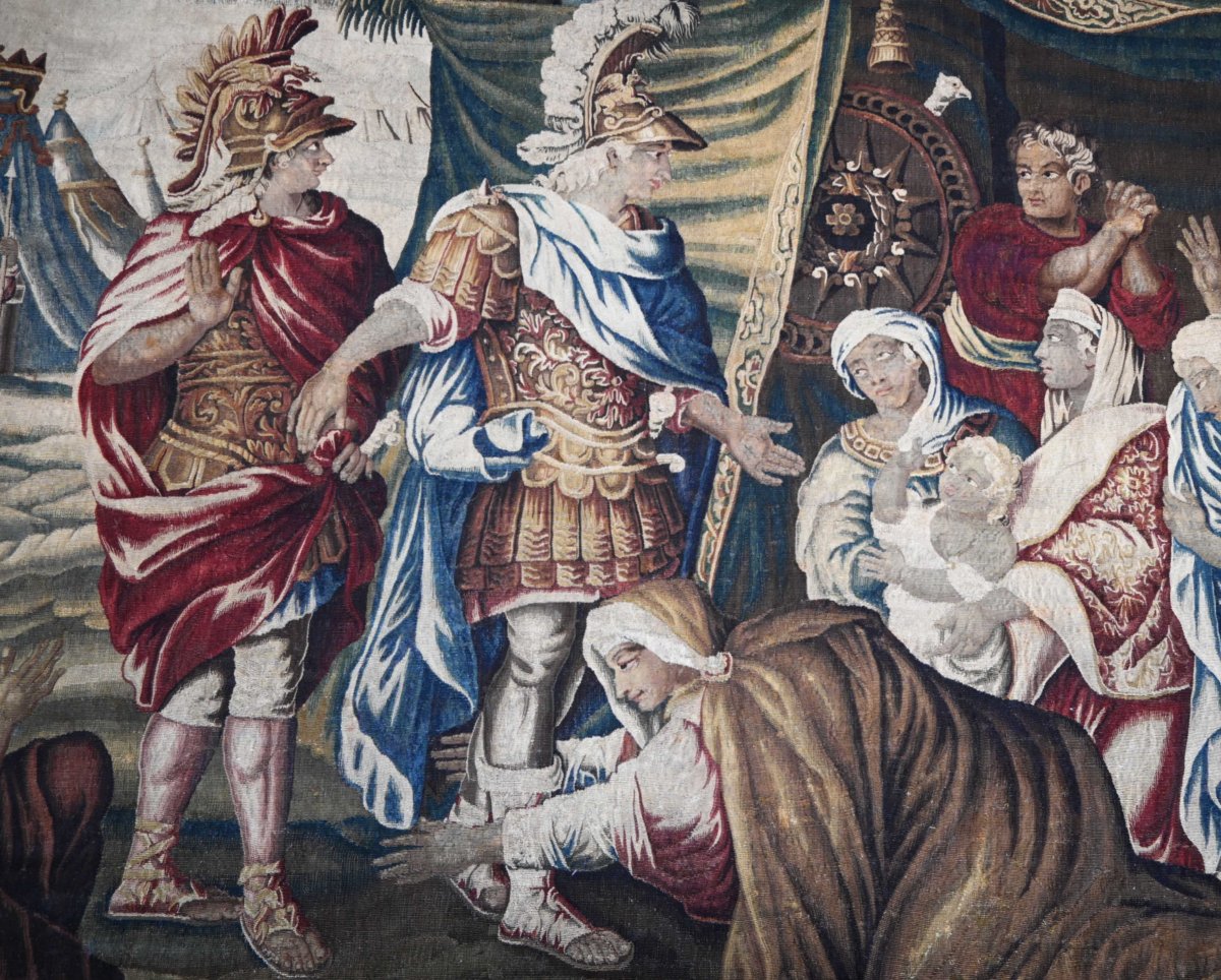 "darius' Tent" Tapestry From The Royal Manufactory Of Aubusson, 18th Century - 375l X 240h - No. 1694-photo-5