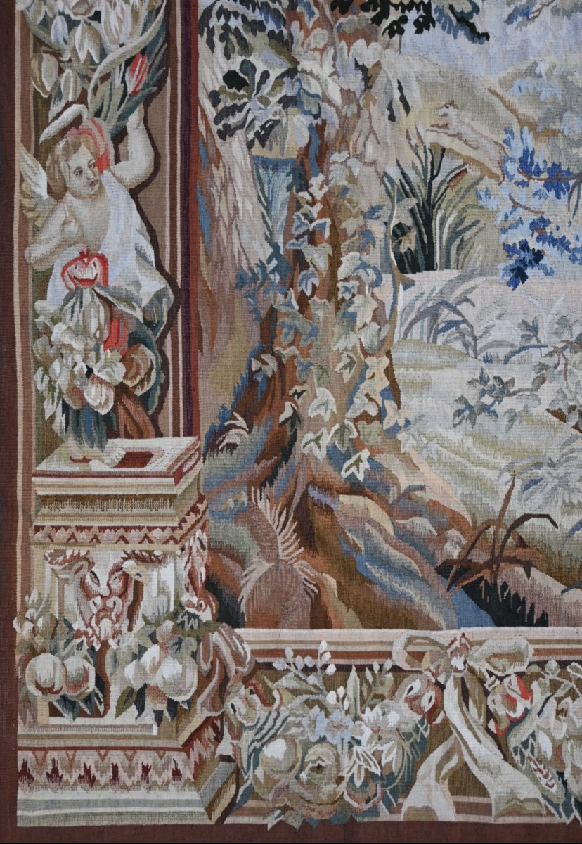 Tapisserie d'Aubusson – Scène de Chasse à Courre, décor verdoyant – 150Lx156H - N° 1718-photo-4