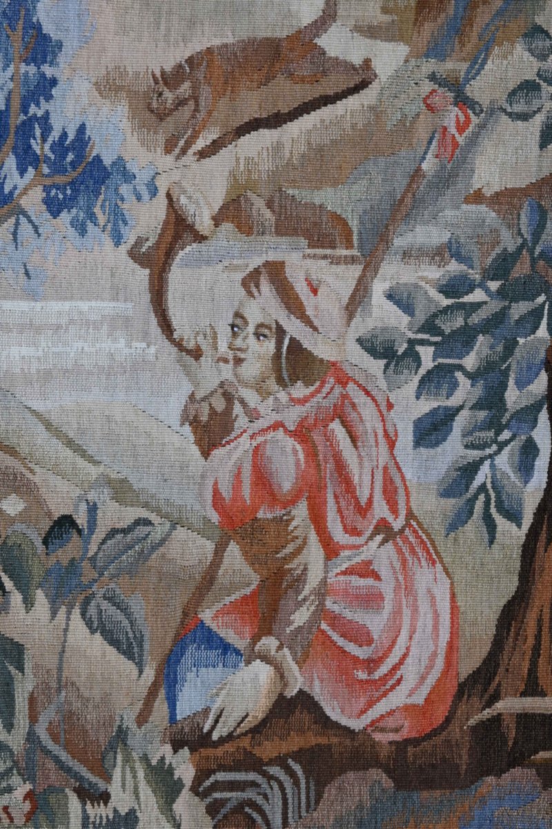 Tapisserie d'Aubusson – Scène de Chasse à Courre, décor verdoyant – 150Lx156H - N° 1718-photo-2