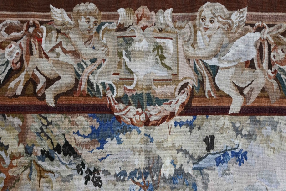 Tapisserie d'Aubusson – Scène de Chasse à Courre, décor verdoyant – 150Lx156H - N° 1718-photo-5