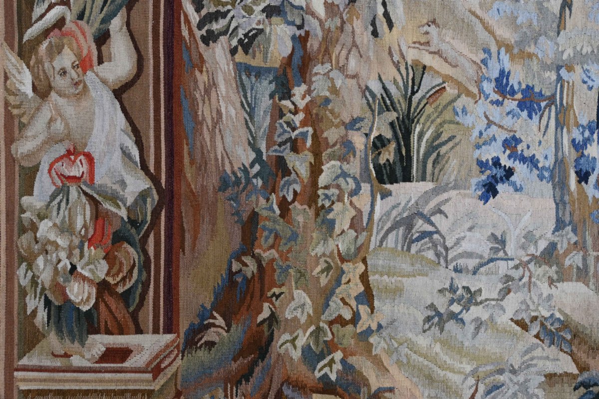 Tapisserie d'Aubusson – Scène de Chasse à Courre, décor verdoyant – 150Lx156H - N° 1718-photo-6