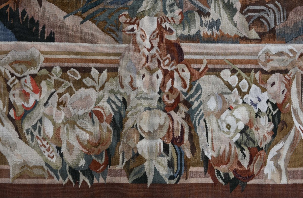 Tapisserie d'Aubusson – Scène de Chasse à Courre, décor verdoyant – 150Lx156H - N° 1718-photo-7
