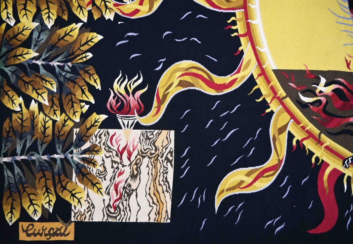 Jean Lurçat - Coq et Soleil  - Tapisserie d'Aubusson 20e - N° 1577-photo-1