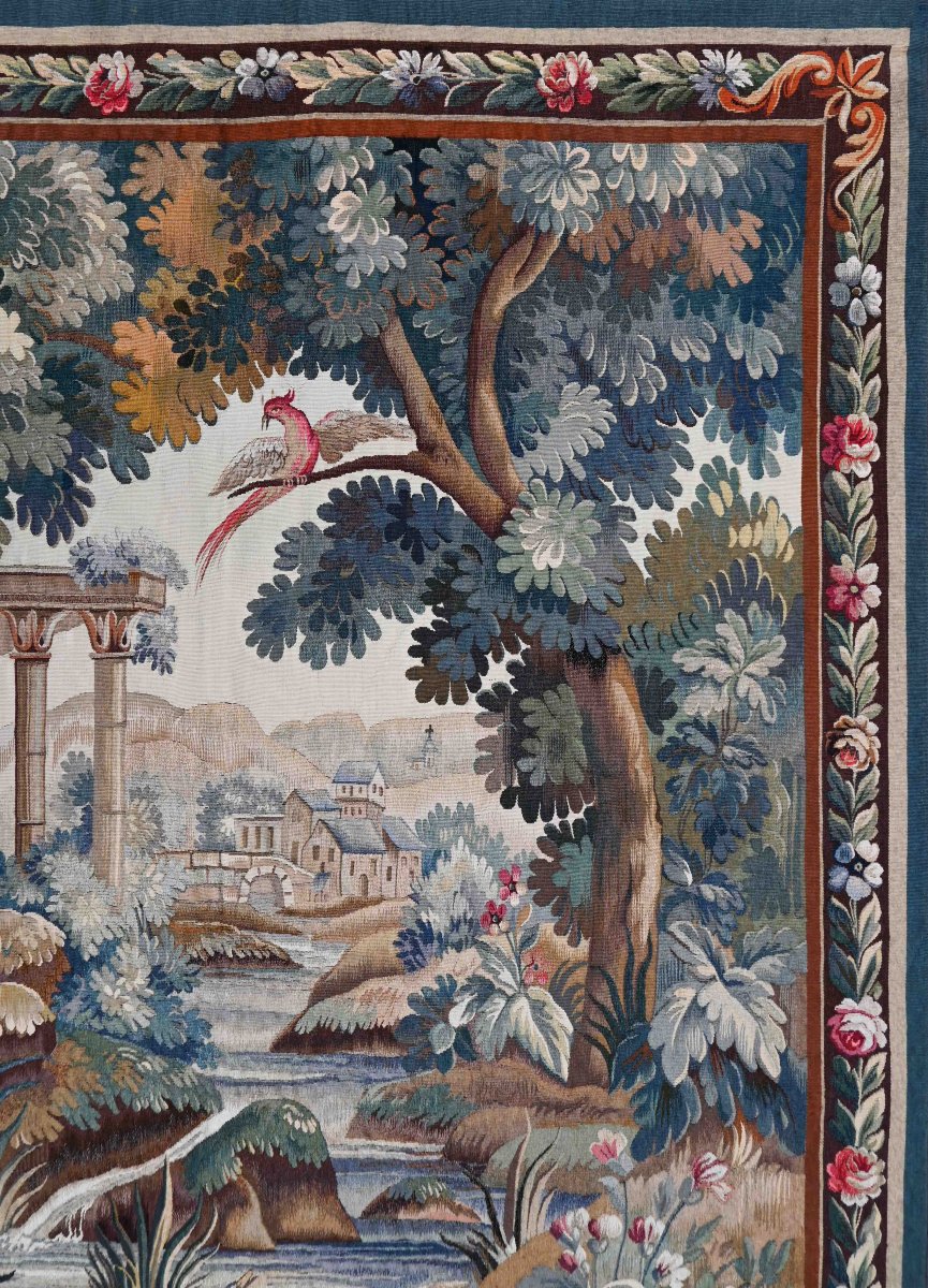 Tapisserie Verdure De La Manufacture Aubusson XIXe Siècle - 142lx197h - N° 1530-photo-2