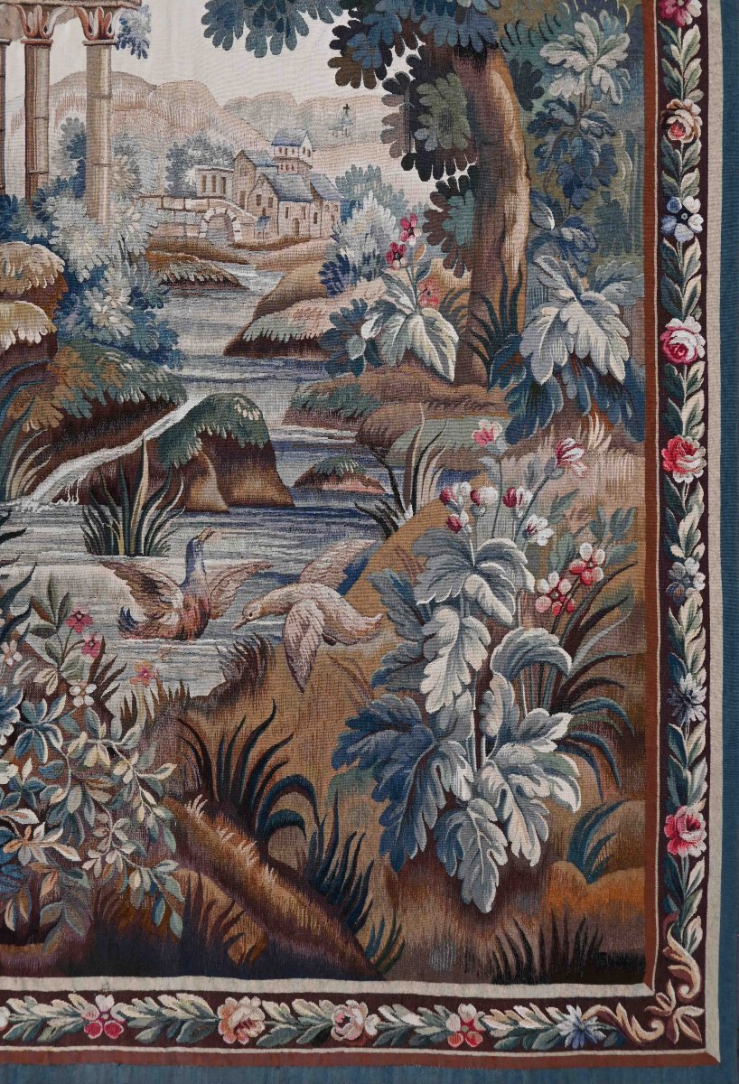 Tapisserie Verdure De La Manufacture Aubusson XIXe Siècle - 142lx197h - N° 1530-photo-4