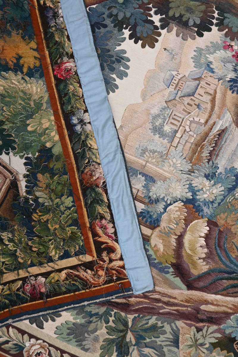 Tapisserie Verdure De La Manufacture Aubusson XIXe Siècle - 142lx197h - N° 1530-photo-2
