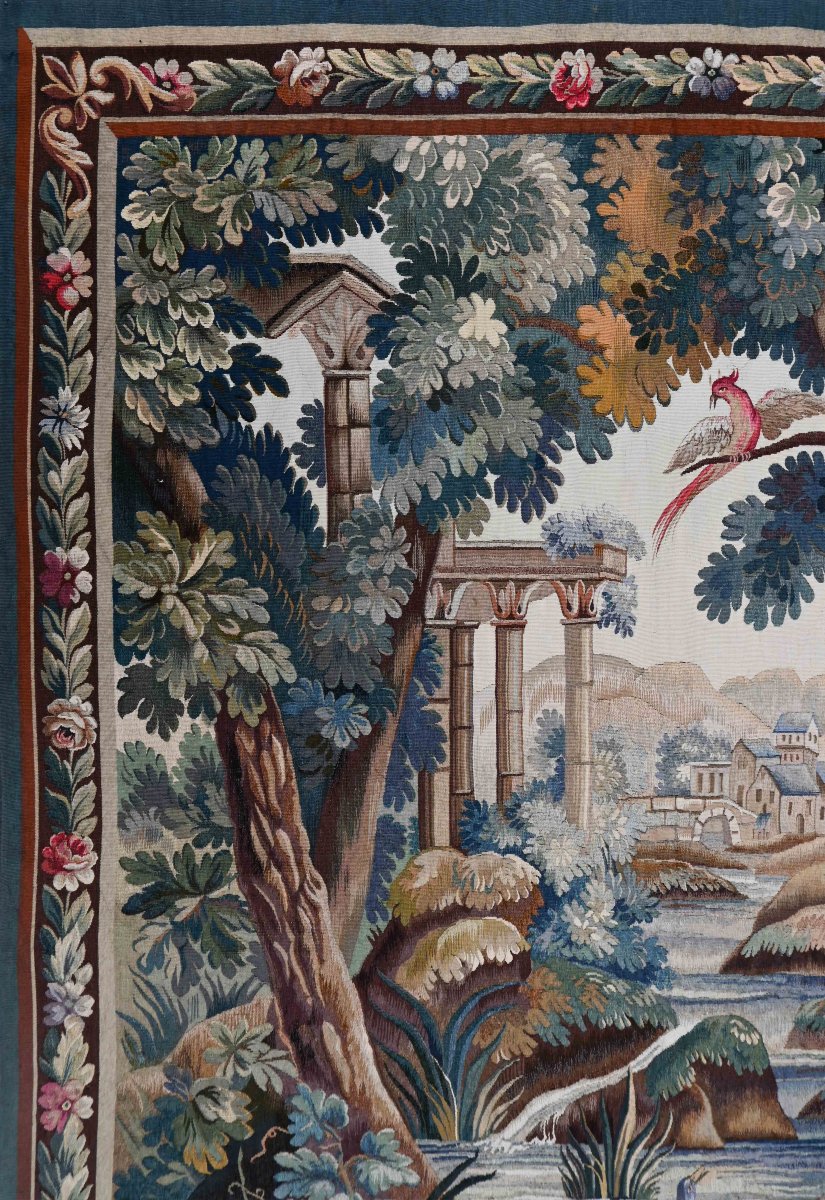 Tapisserie Verdure De La Manufacture Aubusson XIXe Siècle - 142lx197h - N° 1530-photo-4
