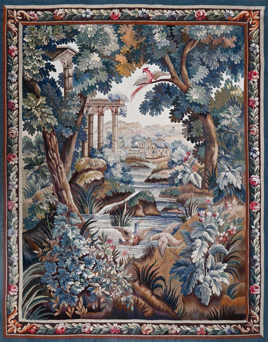 Tapisserie Verdure De La Manufacture Aubusson XIXe Siècle - 142lx197h - N° 1530