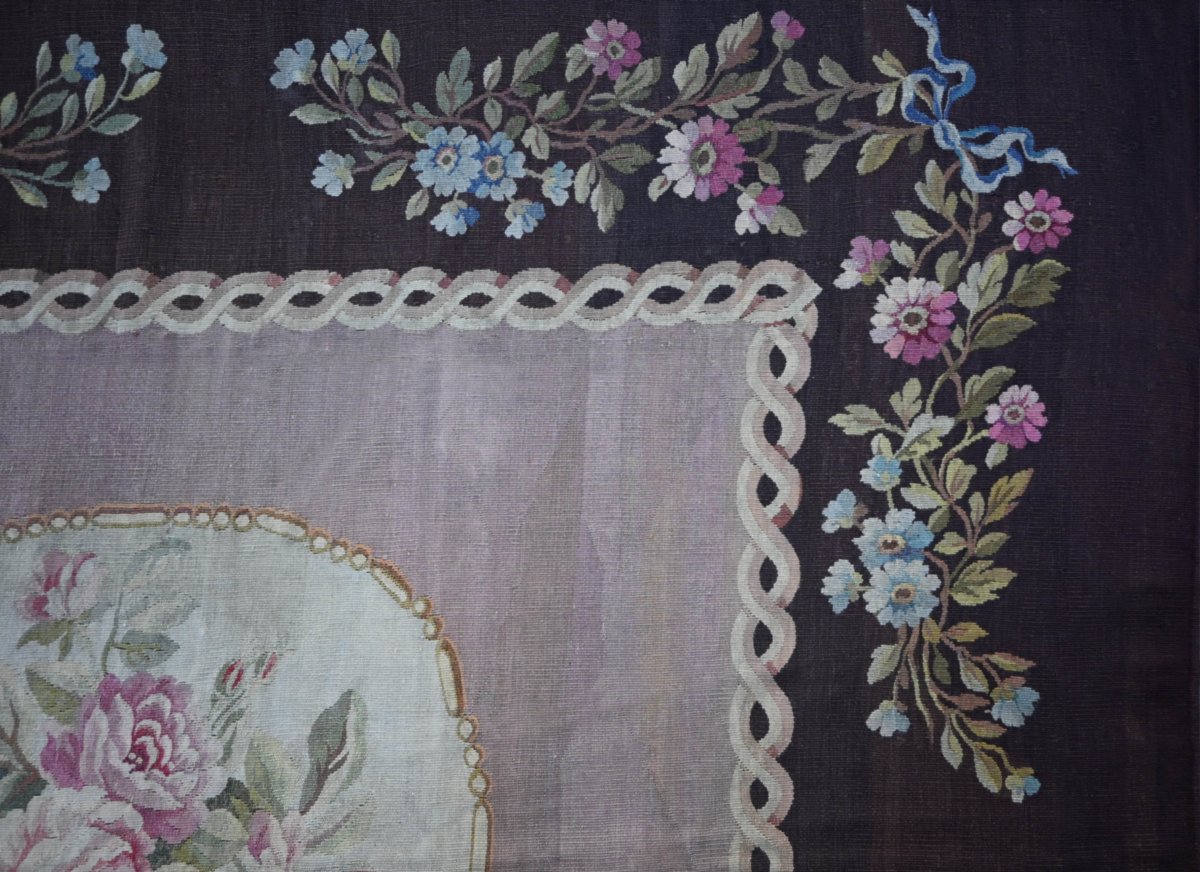 Tapis Napoleon III  de la Manufacture Aubusson XIXe siècle - 220x190cm  -  N° 1700-photo-4